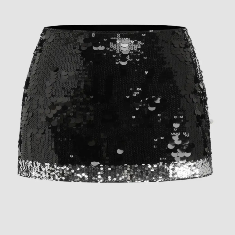 Cider Sequin Low Rise Contrasting Hem Mini Skirt - Picture 2 of 9